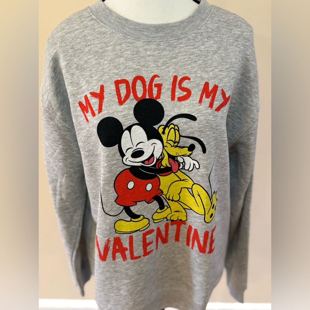 Disney Mickey Mouse Women's My Dog Is My Valentine Graphic Sweatshirt - Picture 3 of 7
